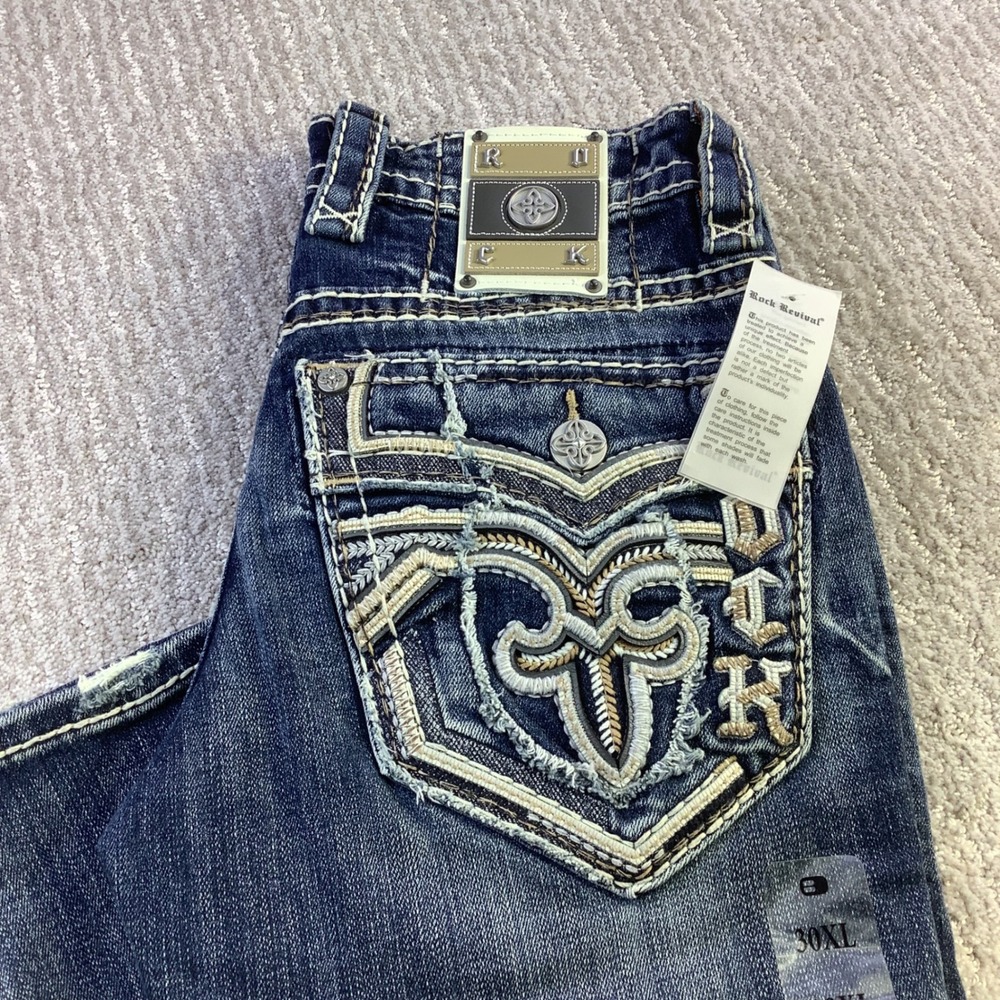 Rock Revival Callan SB211 Slim Boot Jeans Buckle Exculsive Mens 30 x 36 NWT